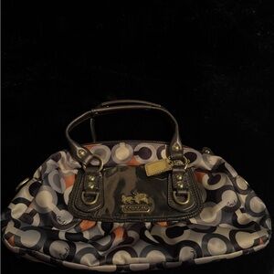 Vintage Coach Black and Orange Signature Shoulder Bag